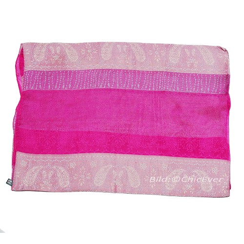 Chiffon Schal aus 100% Seide Seidenschal 60x170cm pink silber 3153